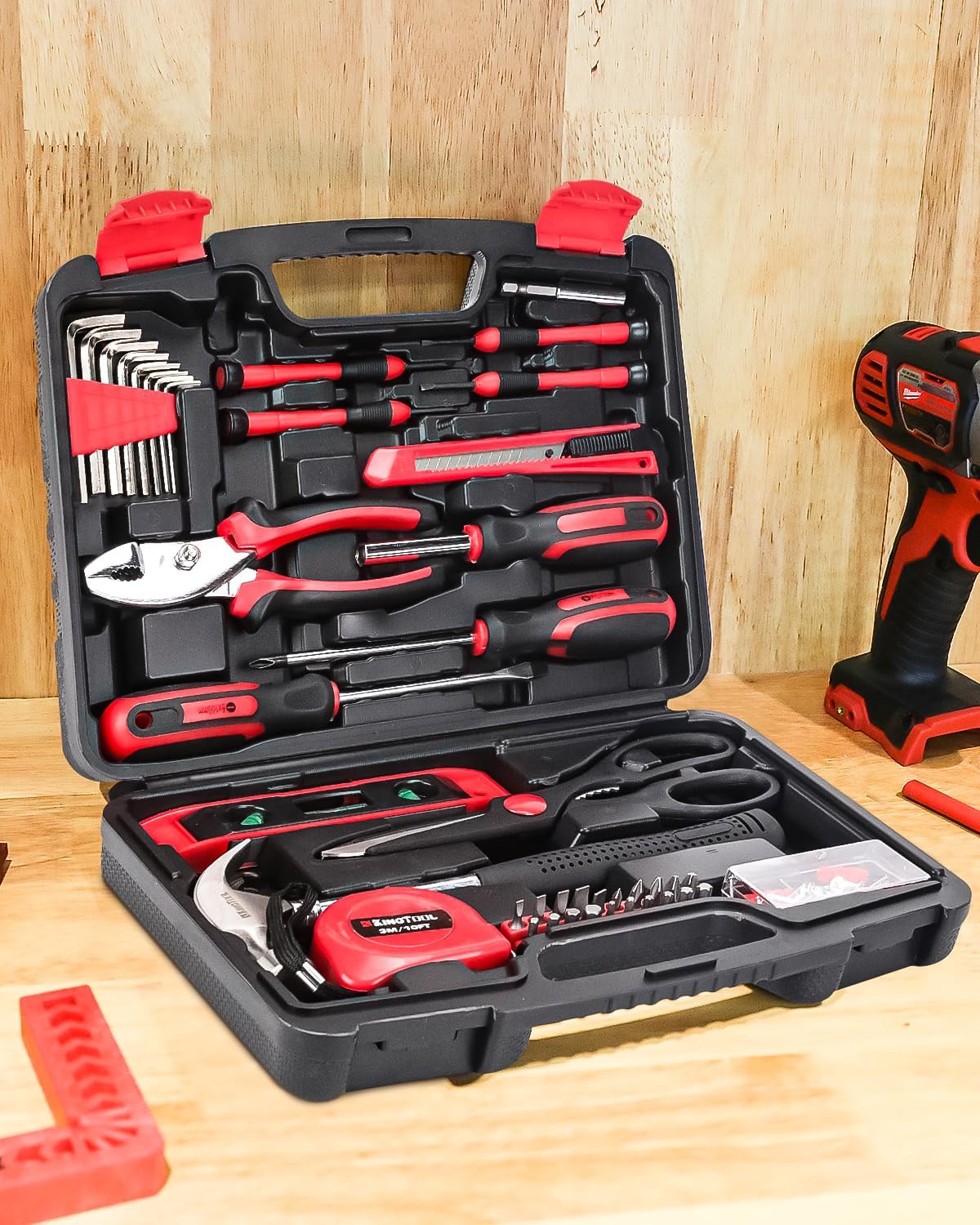 Home Tool Set Kit - 286 PCS Home Auto Repair Tool Kit with Rolling Tool Box, Mechanic Tool Sets with 21V Max Cordless Power drill, Perfect for Homeowner, Diyer, Handyman