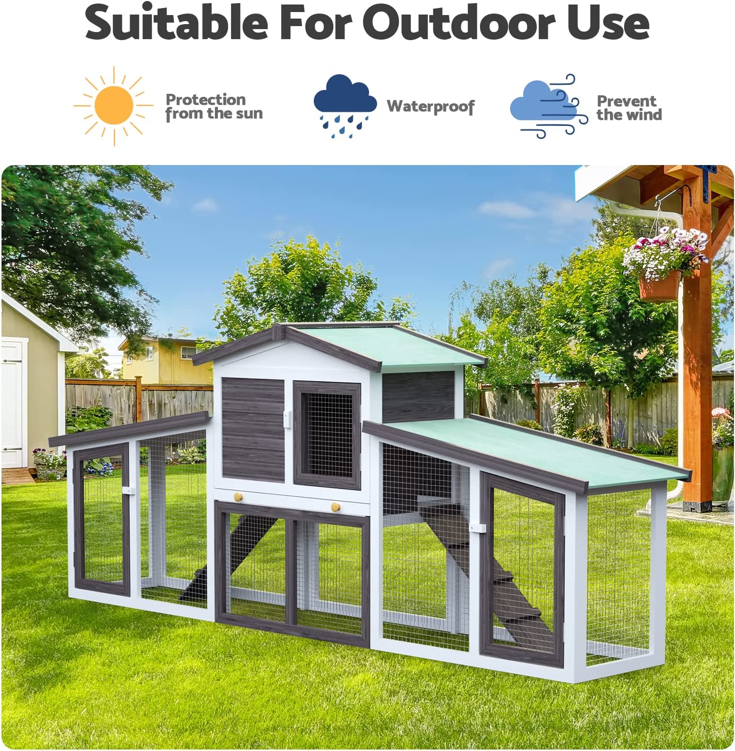 Rabbit Hutch Chicken Coop 2 Level