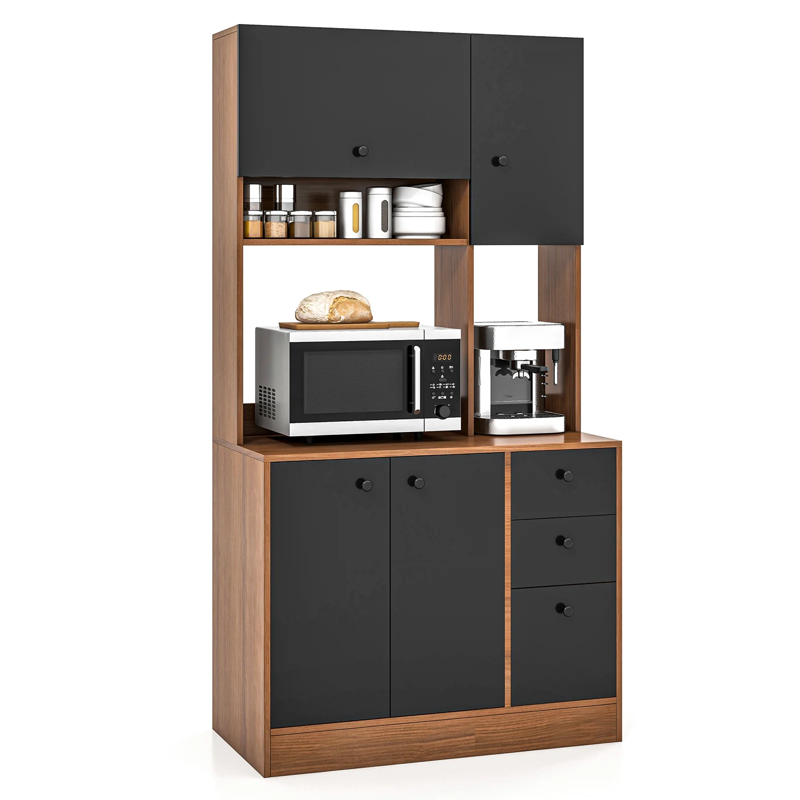 Giantex Buffet Storage Cabinet Kitchen Pantry with 3 Drawers Buffet Sideboard Hutch Cupboard