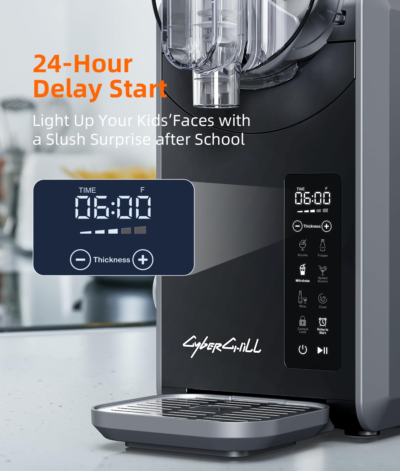 Slushie Machine,24-Hour Delay Start&Cold Retention, 68 oz Slushy Machine with Self-Cleaning Function, Frozen Drink Maker with 5 Preset Programs,Frozen Margaritas, Frapp��s, and More