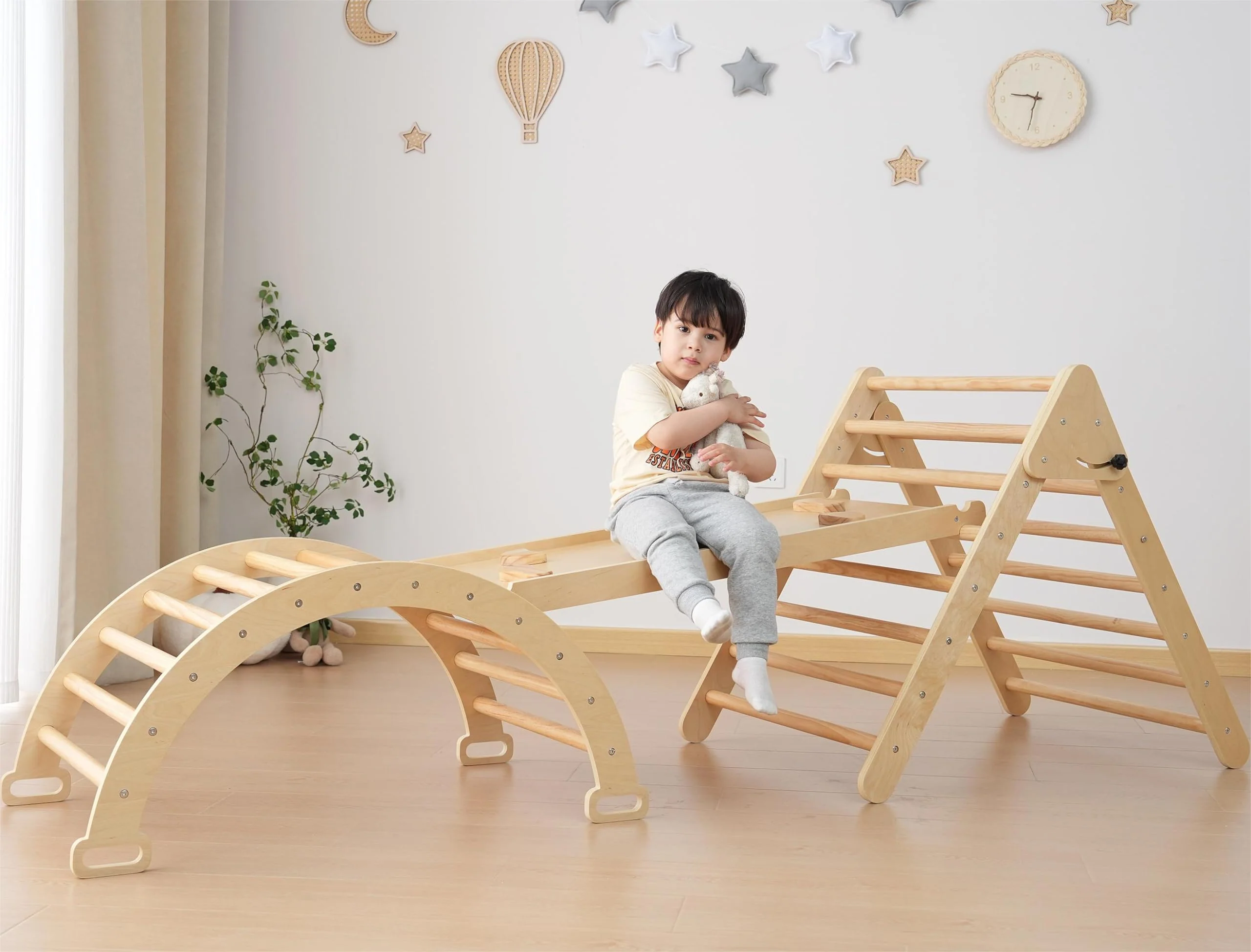 Foldable Wooden, Toddler Baby Climbing Toy Gym, Indoor Playground Jungle Gym for Baby Toddle