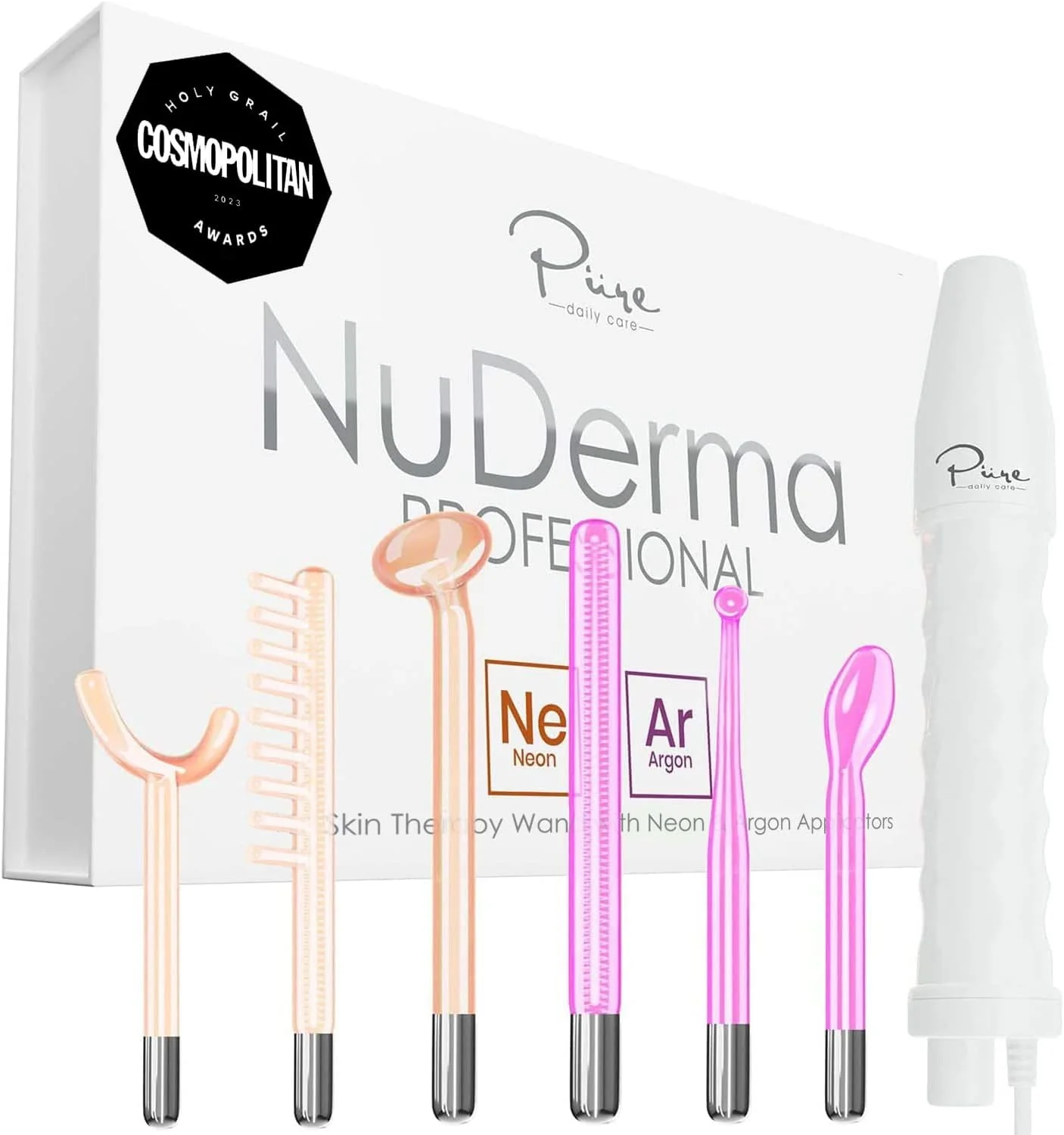 NuDerma Professional Skin Therapy Wand - Portable Skin Therapy Machine with 6 Neon & Argon Wands �C Boost Your Skin �C Clear Firm & Tighten