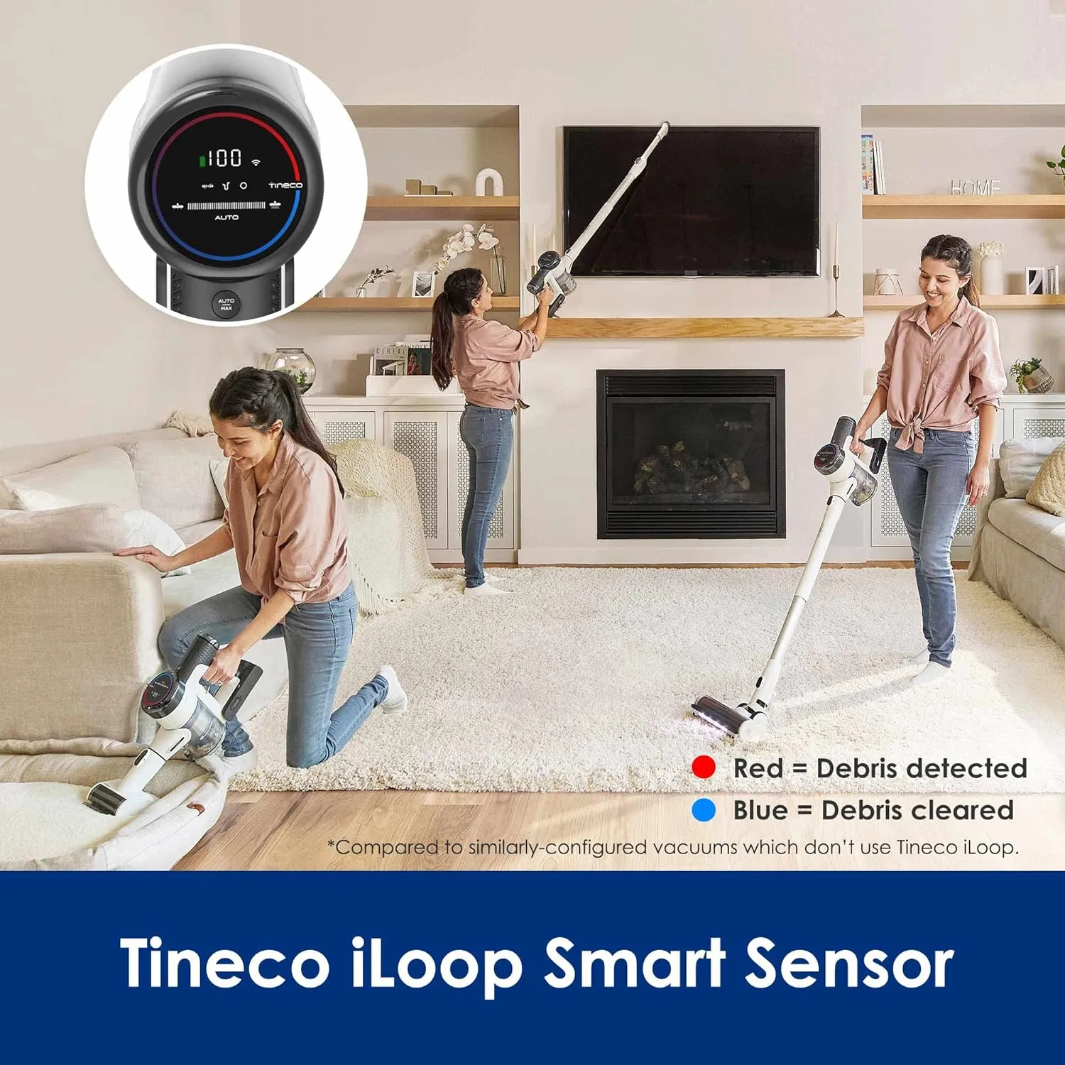 Cordless Vacuum Cleaner, Smart Stick Handheld Vacuum Strong Suction & Lightweight, Cordless Handheld Vacuum Deep Clean Hair, Hard Floor, Carpet, Car (Pure ONE S11 Grey)