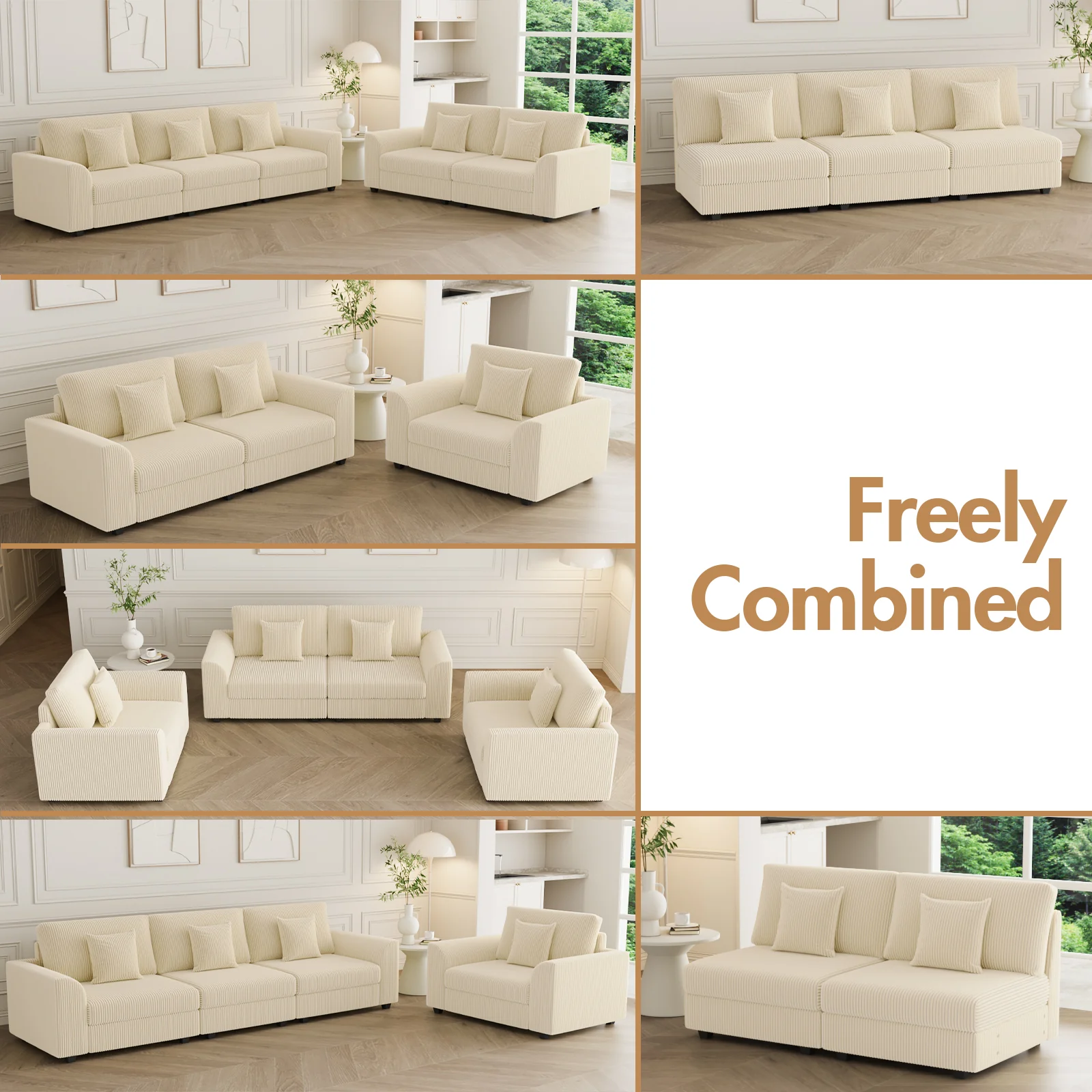 1 Seater Sofa Corduroy Armchair Couch(Pre-order)