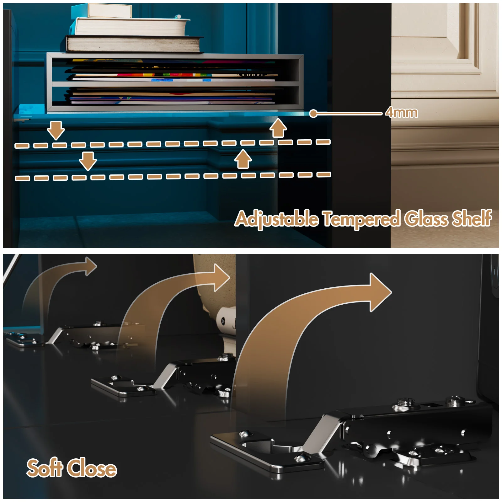 TV Cabinet 160cm RGB LED Entertainment Unit Black