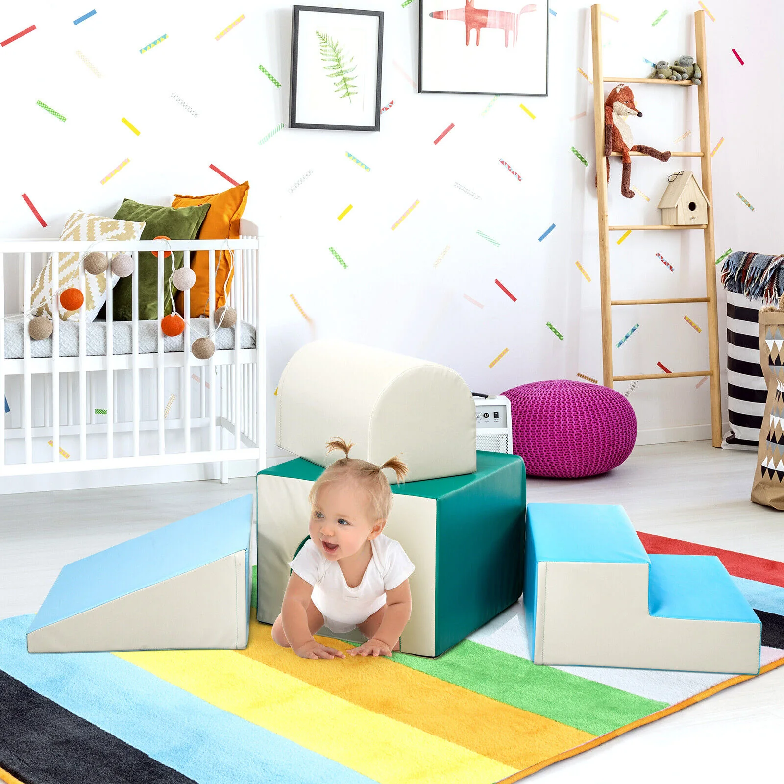 4-piece Single-Tunnel SoftZone Climb Crawl Activity Play Set Toddler Kid