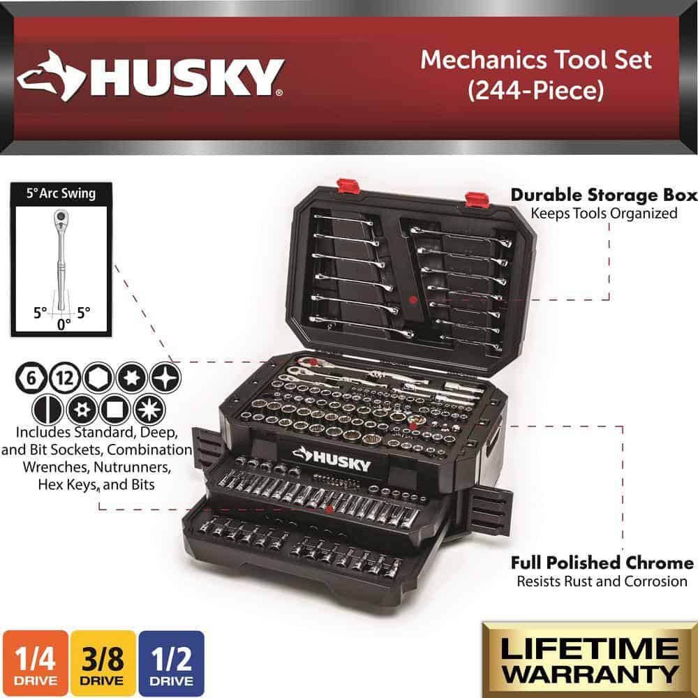 1/4 in., 3/8 in. and 1/2 in. 72-Tooth Ratchet Mechanics Tool Set with Chest (244-Piece)