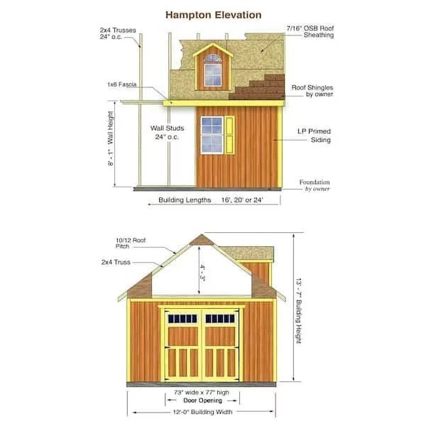 Best barns Hampton 12��24 Wood Storage Shed Kit Installation Included
