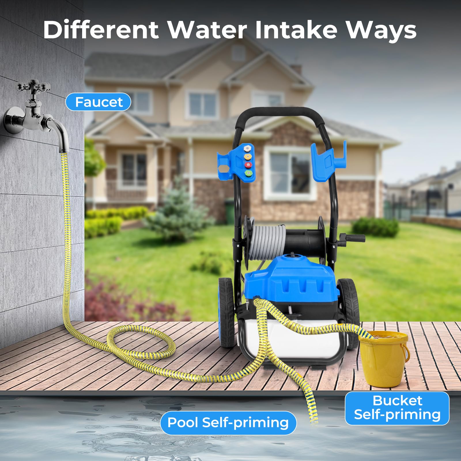 Electric Pressure Washer, 2300 PSI 1.8 GPM High Pressure Power Washer w/Wheels, 5 Quick Connect Nozzles