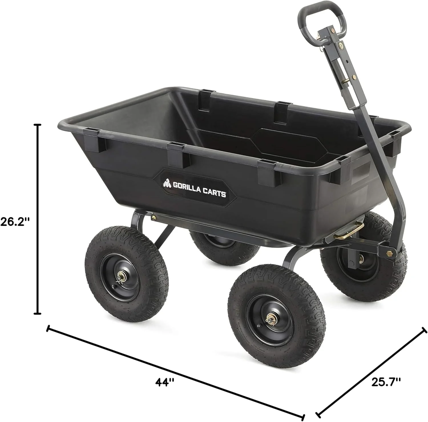 Heavy Duty Poly Utility Dump Wagon Garden Cart w/Pneumatic Tires, 6 Cu Ft - 1200 lb Capacity Outdoor Wheelbarrow for Yard, Landscaping & Gardening, Lawn Tractor or ATV Towable-Gorilla Carts