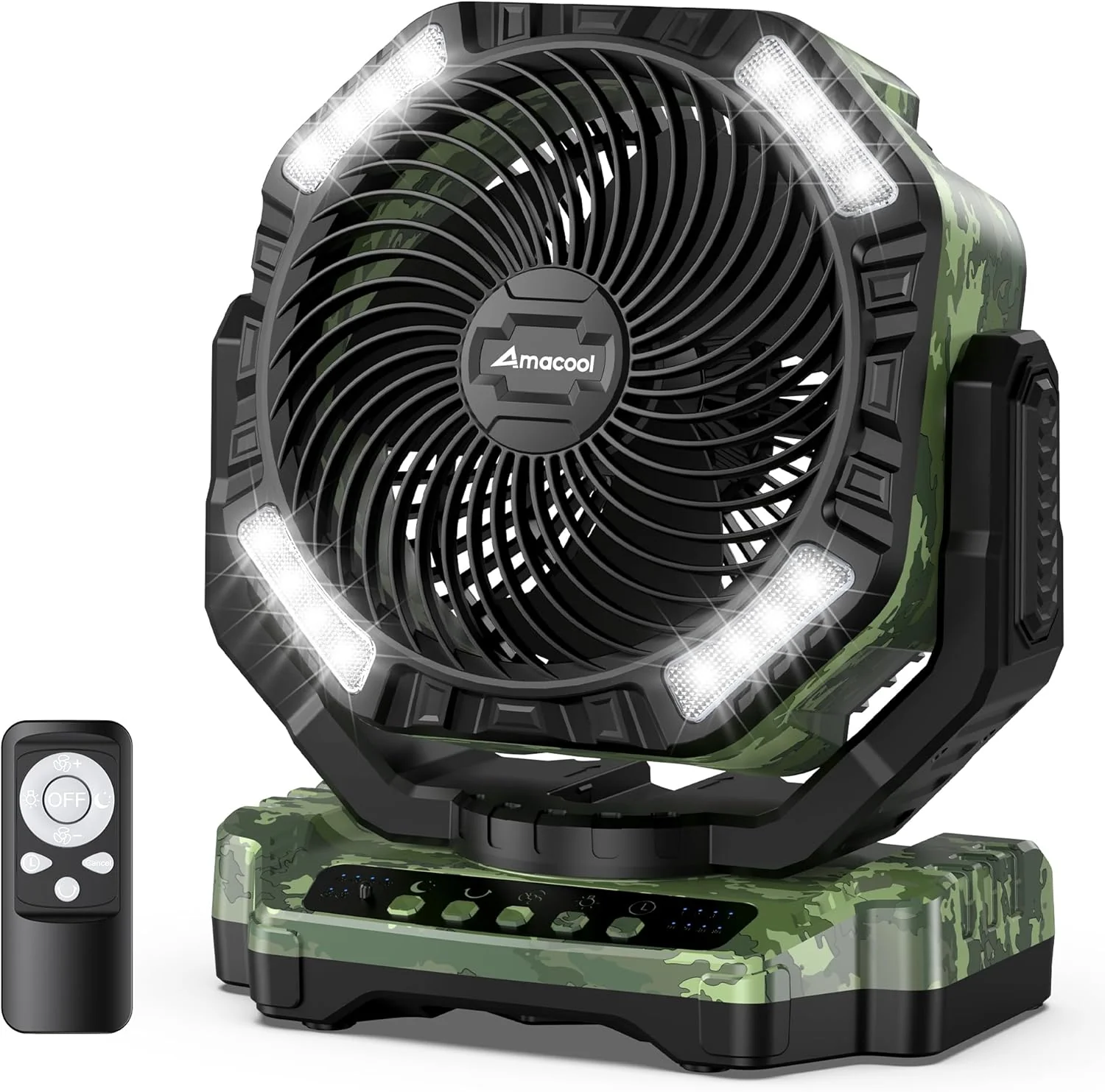 40000mAh Rechargeable Camping Fan, Battery Operated Fan with Light & Remote, 12