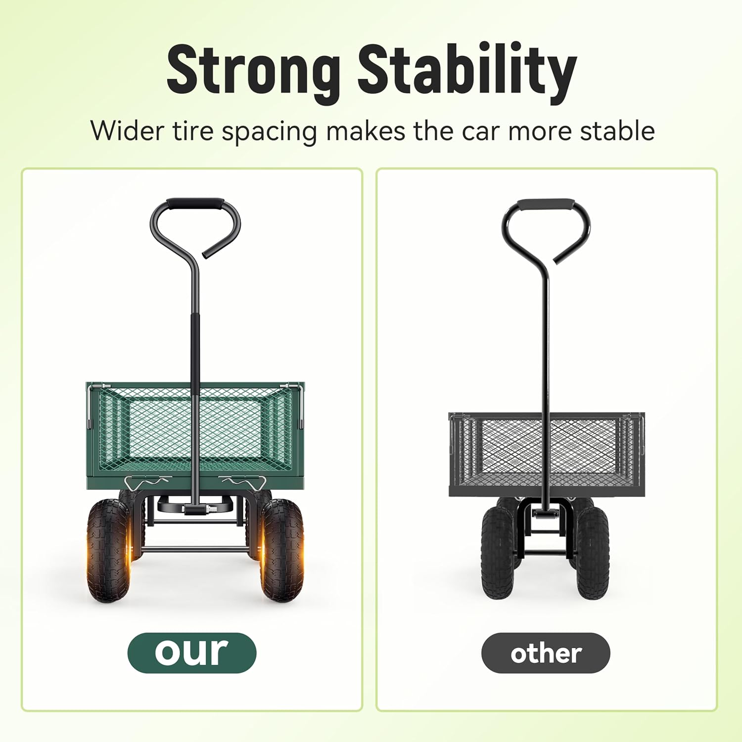 Steel Garden Cart, 2-in-1 1400 lbs Heavy Duty Utility Wagon, with Removable Mesh Sides to Convert into Flatbed, 240?? U-Turn 13