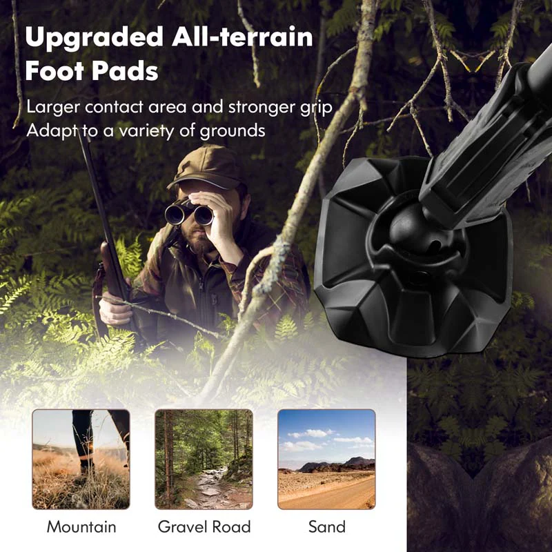 360�� Swivel Silent Folding Hunting Blind Chair for Shooting Fishing, Portable Sniper Seat with 4 Adjustable Legs, All-Terrain Foot Pads