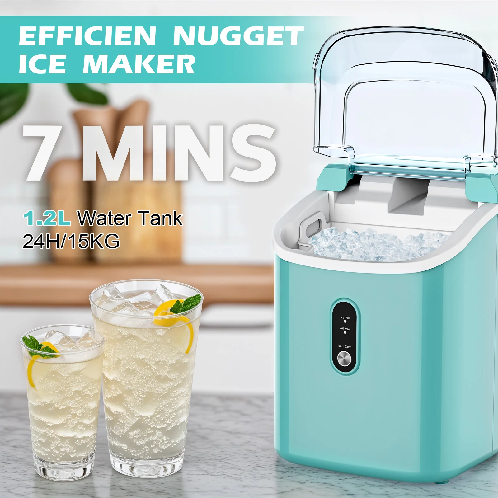 Nugget Ice Maker Countertop with Self-Cleaning