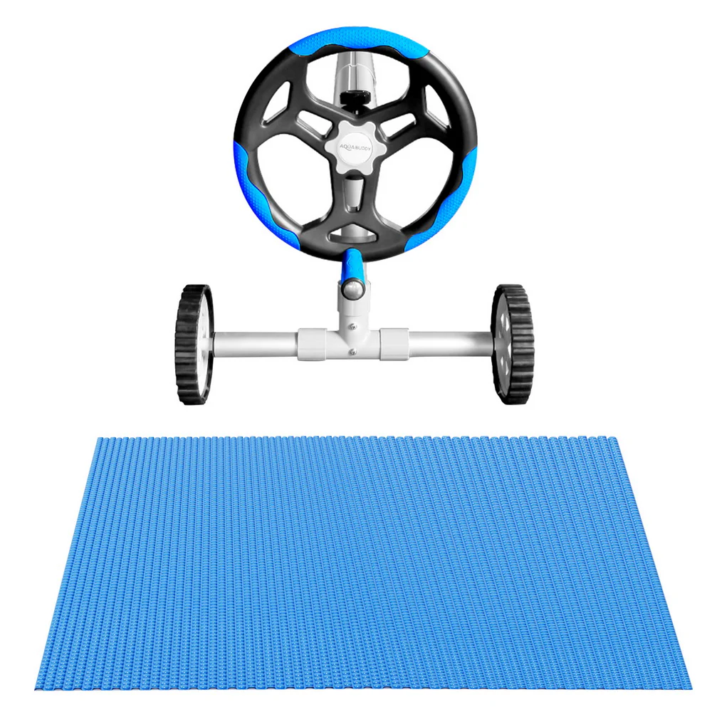 Aqua Buddy Pool Cover 600 Micron 7x4m w/ Roller 5.55m Solar Blanket Blue