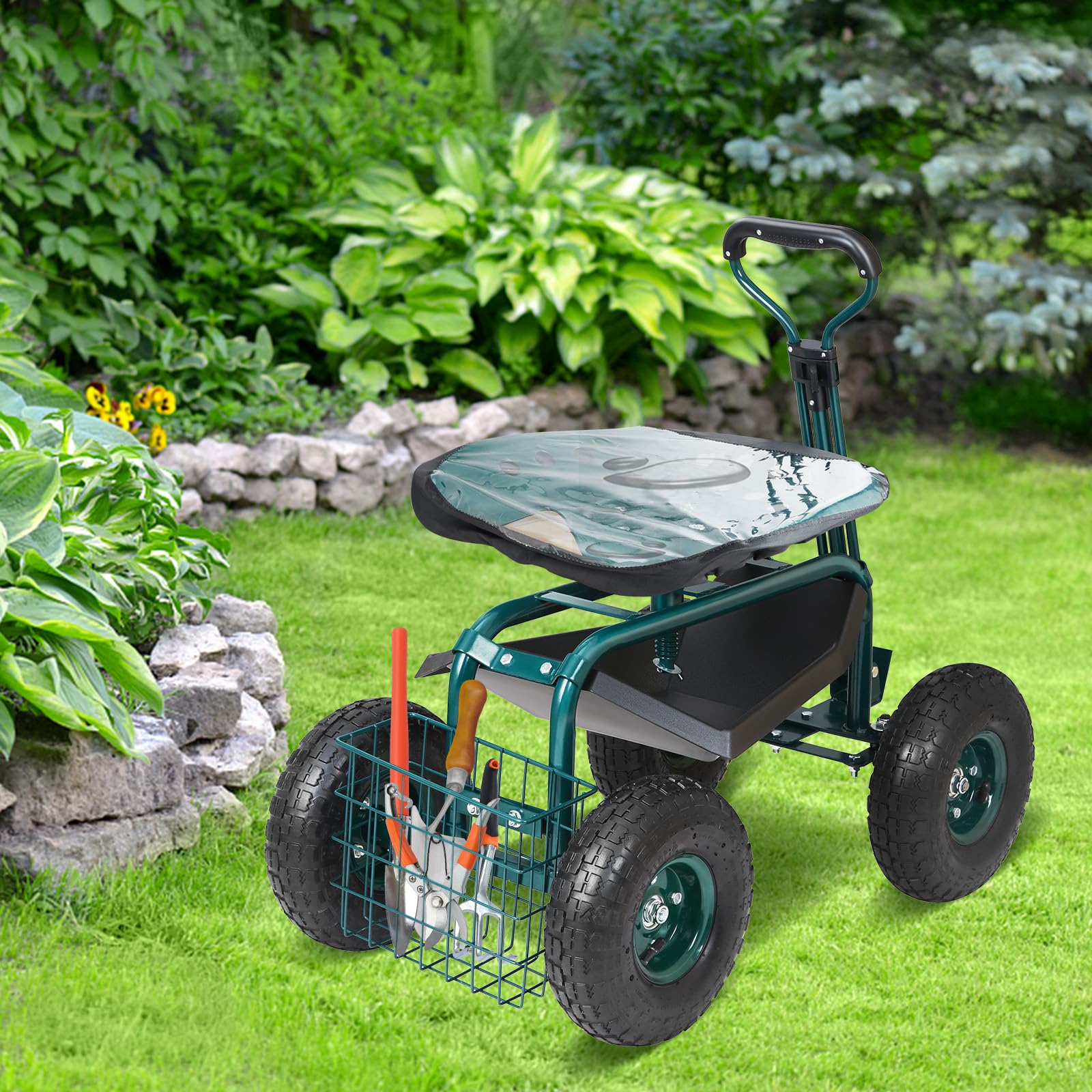 VEVOR Garden Cart Rolling Workseat with Wheels