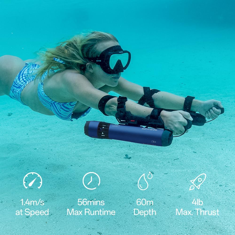 Waydoo Subnado Underwater Scooter Lite, Water Sports Diving Scooter with Removable Handle, Compact and Portable Water Scooter for Adults&Kids, Scuba Diving Snorkeling Sea Scooter Multiple Uses, Blue