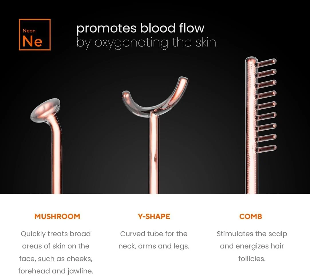 NuDerma Professional Skin Therapy Wand - Portable Skin Therapy Machine with 6 Neon & Argon Wands �C Boost Your Skin �C Clear Firm & Tighten