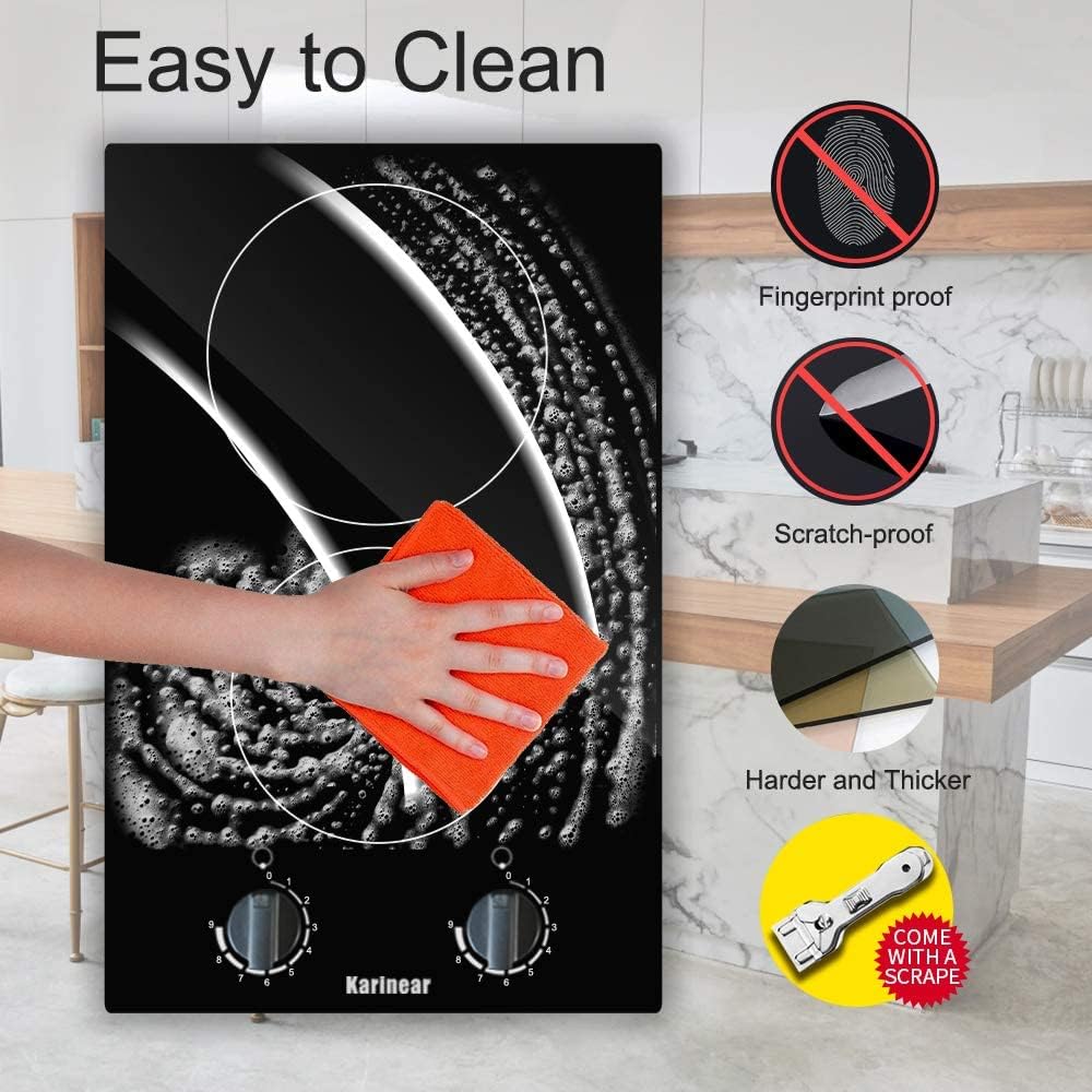 Karinear 30 Inch Electric Cooktop 4 Burners, Knob Control Built-in Ceramic Cooktop, 30