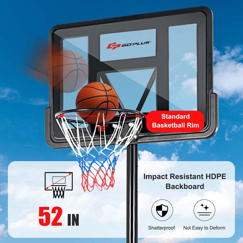 Portable Basketball Hoop Outdoor, 4.5-10FT Height Adjustable Basketball Goal System with 44