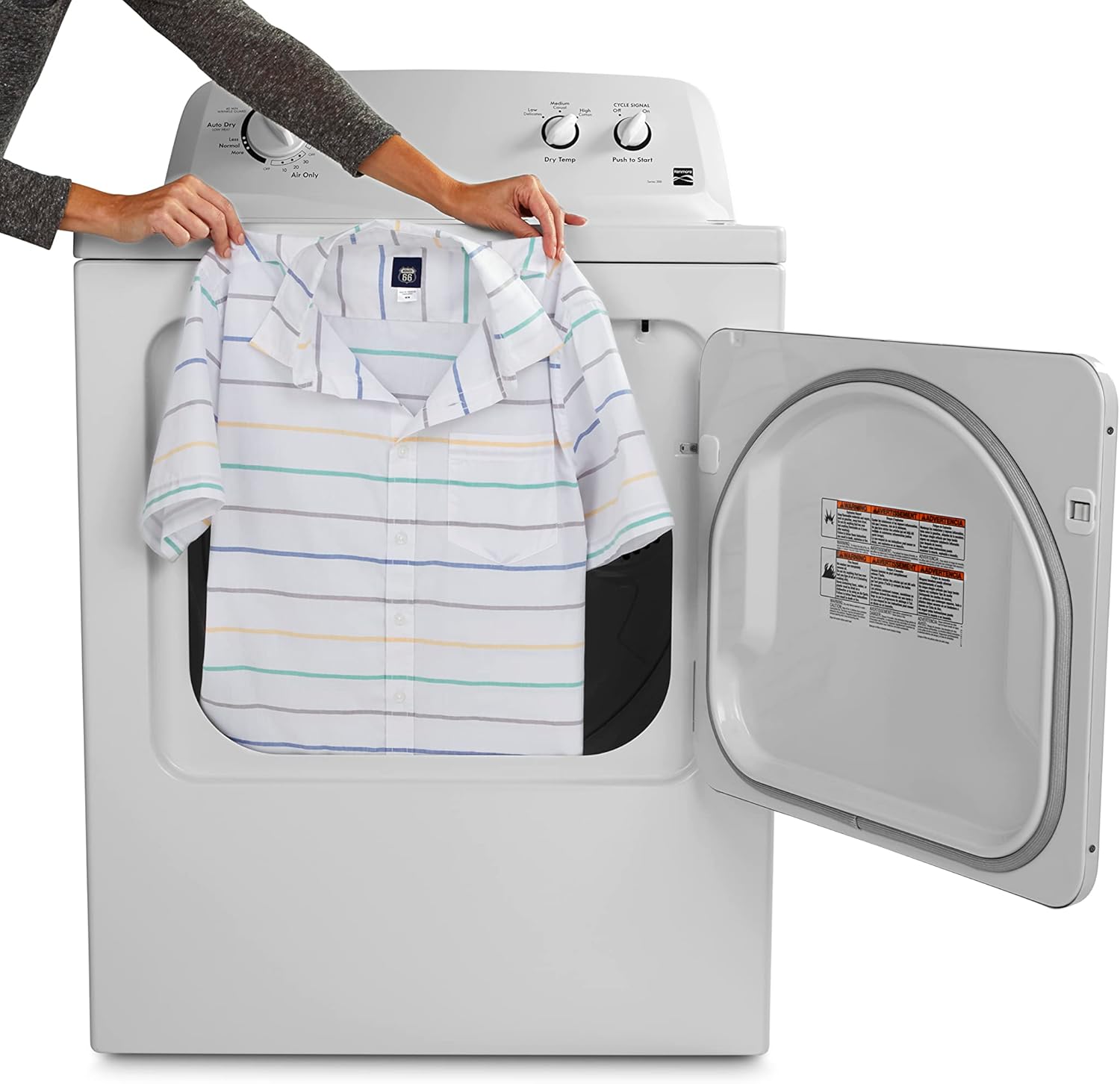29��� Front Load Electric Dryer with Wrinkle Guard and 7.0 Cubic Ft. Total Capacity, White