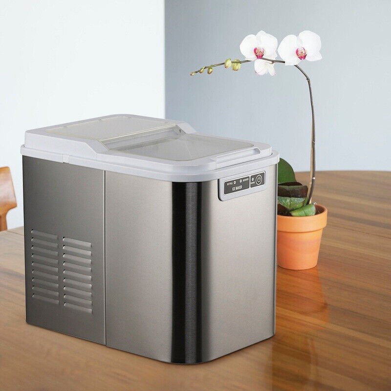CJC Countertop Ice Maker Portable Ice Machine with Carry Handle Basket and Scoop for Home Kitchen Party 110V