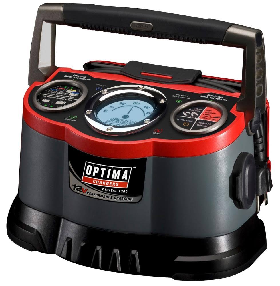 OPTIMA Digital 1200 12V Battery Charger & Maintainer for AGM & Standard Batteries with LCD Display & Safety Features