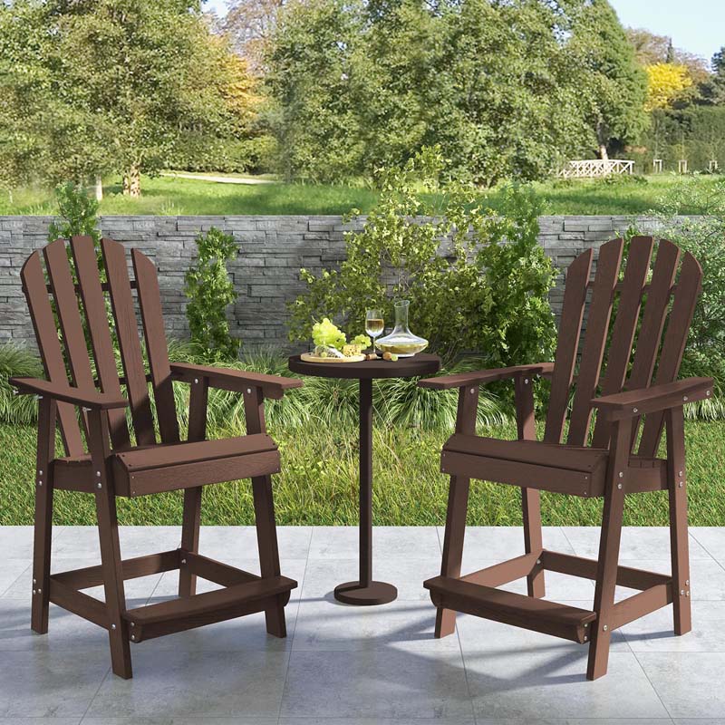 Outdoor HDPE Tall Adirondack Chair with Armrest & Footrest, Weather Resistant 47