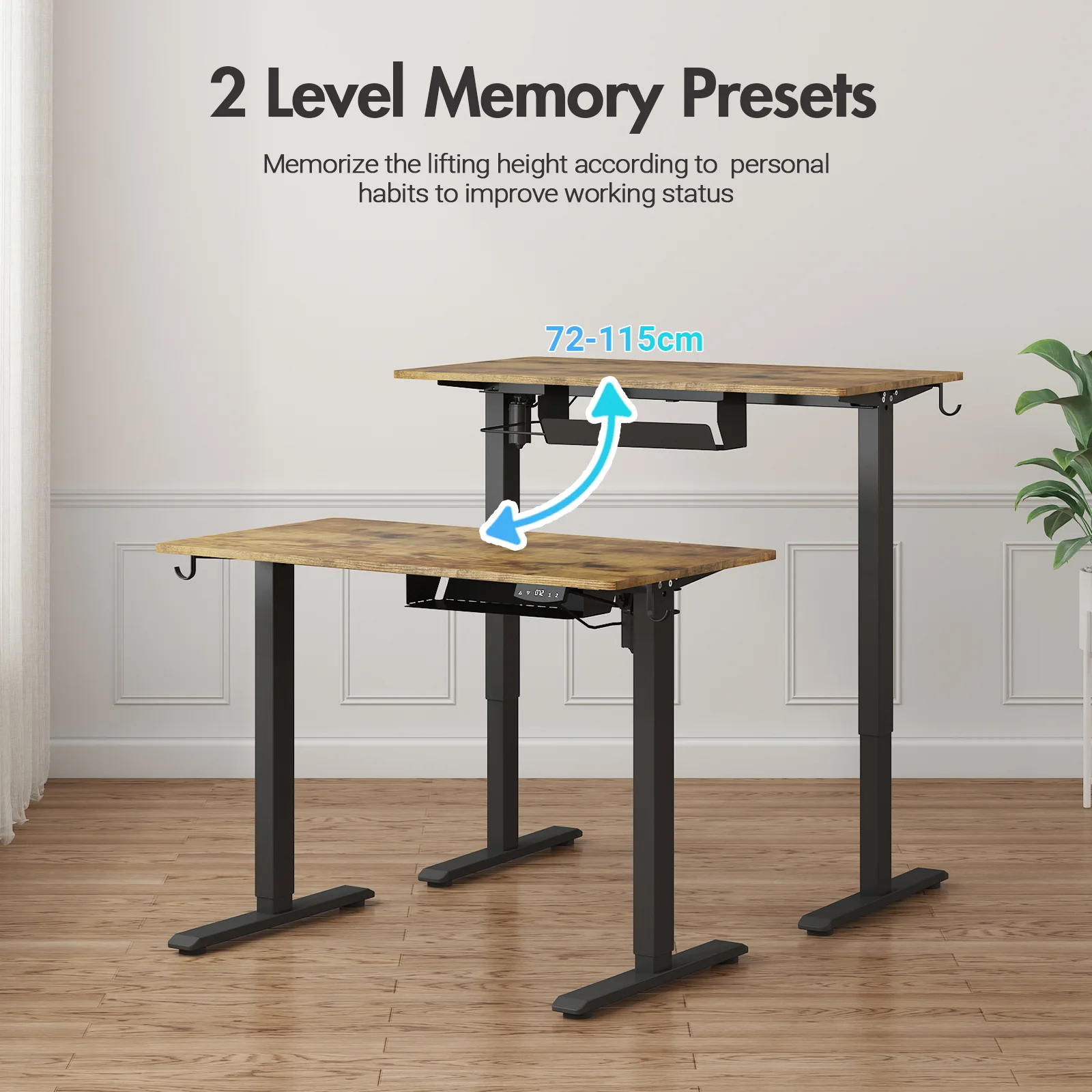 Electric Standing Desk Height Adjustable 100cm Walnut