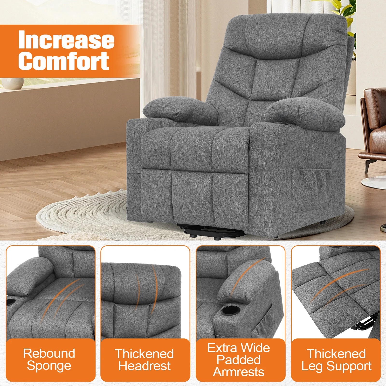Massage Chair Electric Recliner Chairs Grey