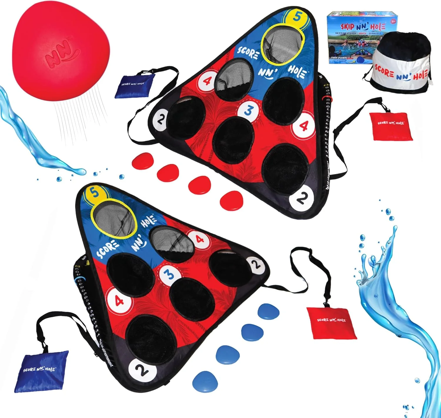 Fun Pool Game for Adults and Family | Stonne Skipping Meets Swimming Pool Cornhole Game Floating | Fun For All Ages, Easy Setup, Well Made | Portable Water and Lake Toy |