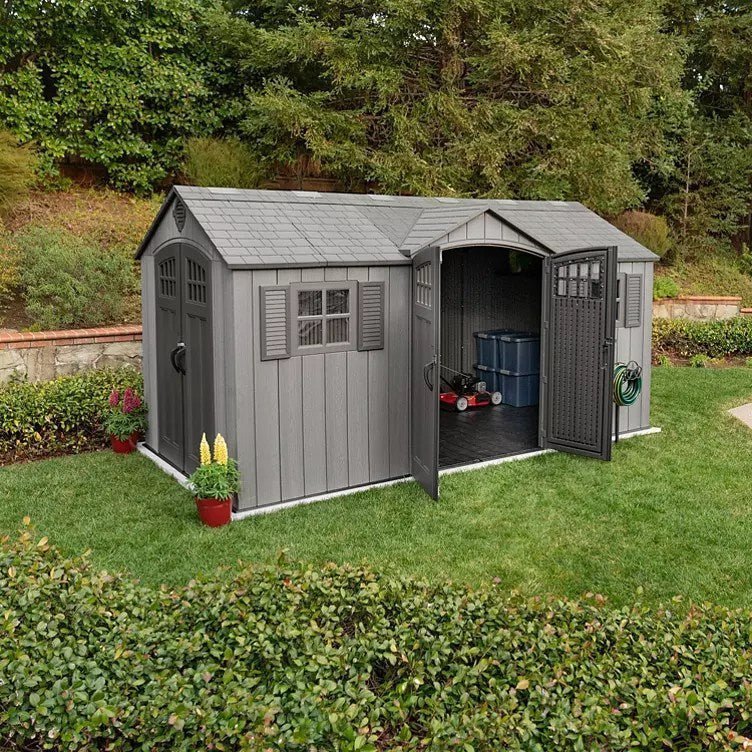 Lifetime 15�� x 8�� Rough Cut Dual-Entry Outdoor Storage Shed
