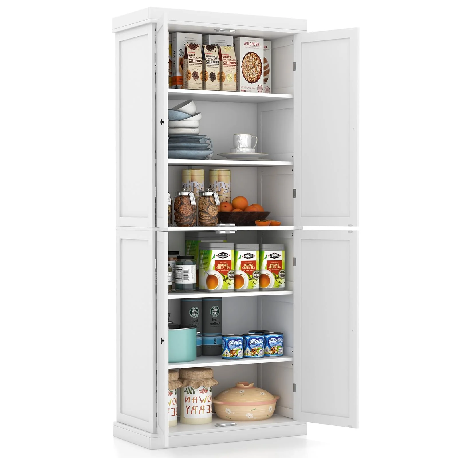 Giantex 184.5cm Freestanding Tall Buffet Cabinet, 4 Door Kitchen Pantry