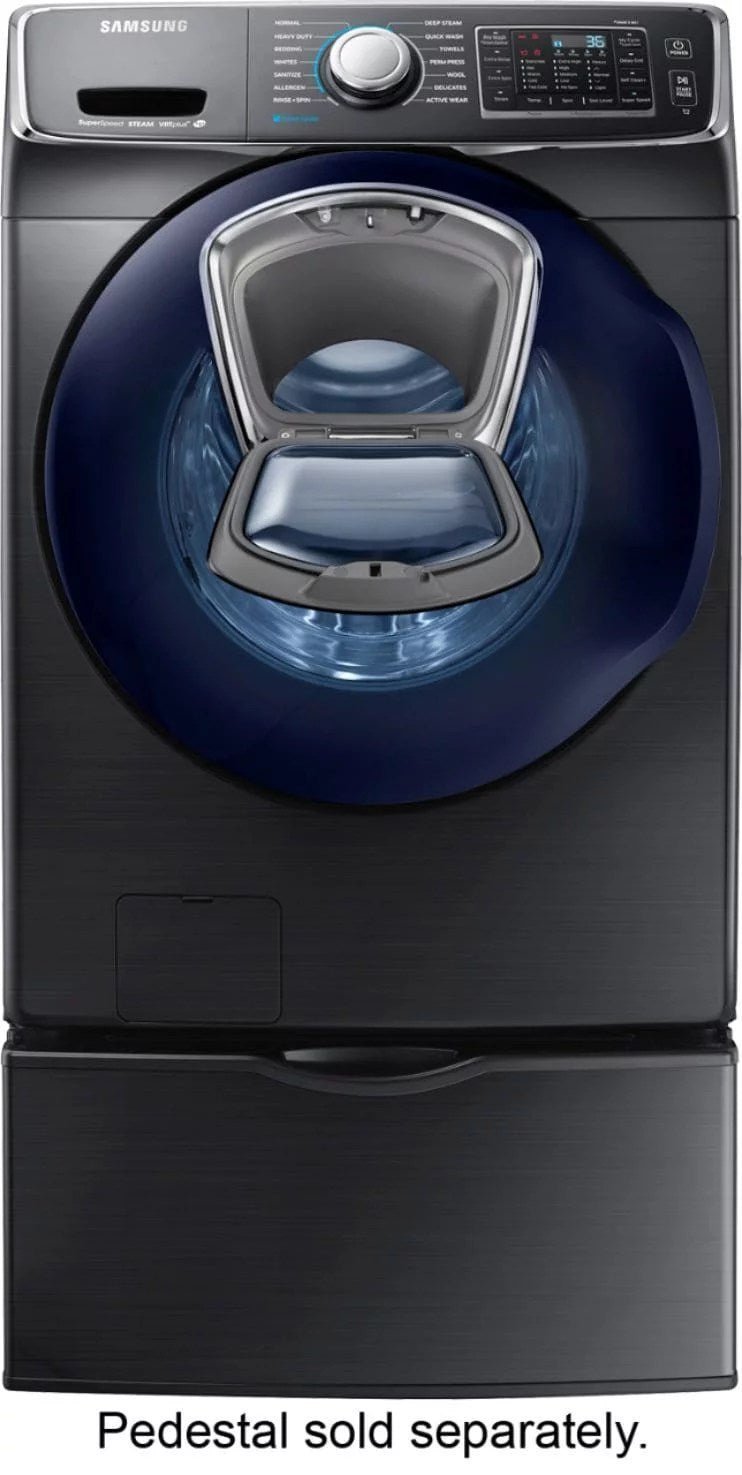 Samsung �C 4.5 Cu. Ft. High Efficiency Stackable Front Load Washer with Steam and AddWash �C Black stainless steel