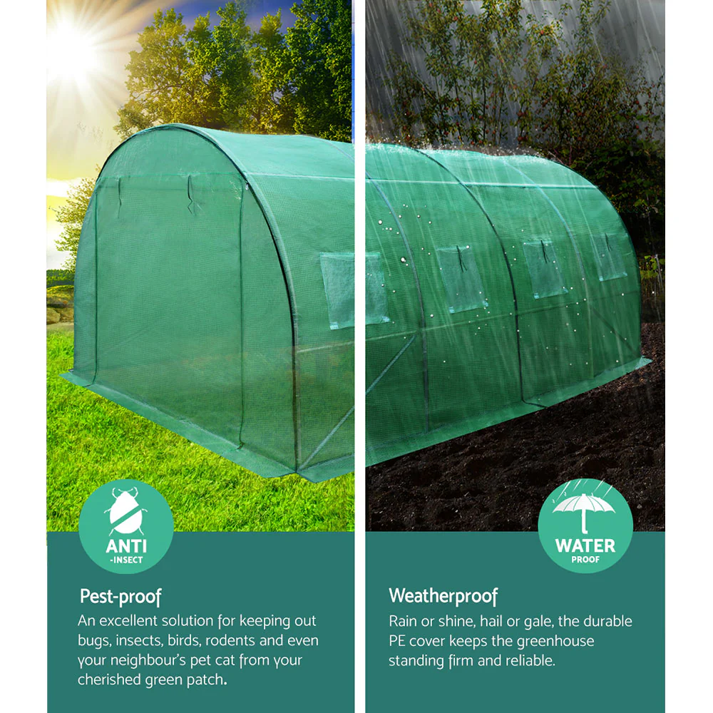 All-Weather Tunnel Greenhouse with PE Cover & Steel Frame - Greenfingers