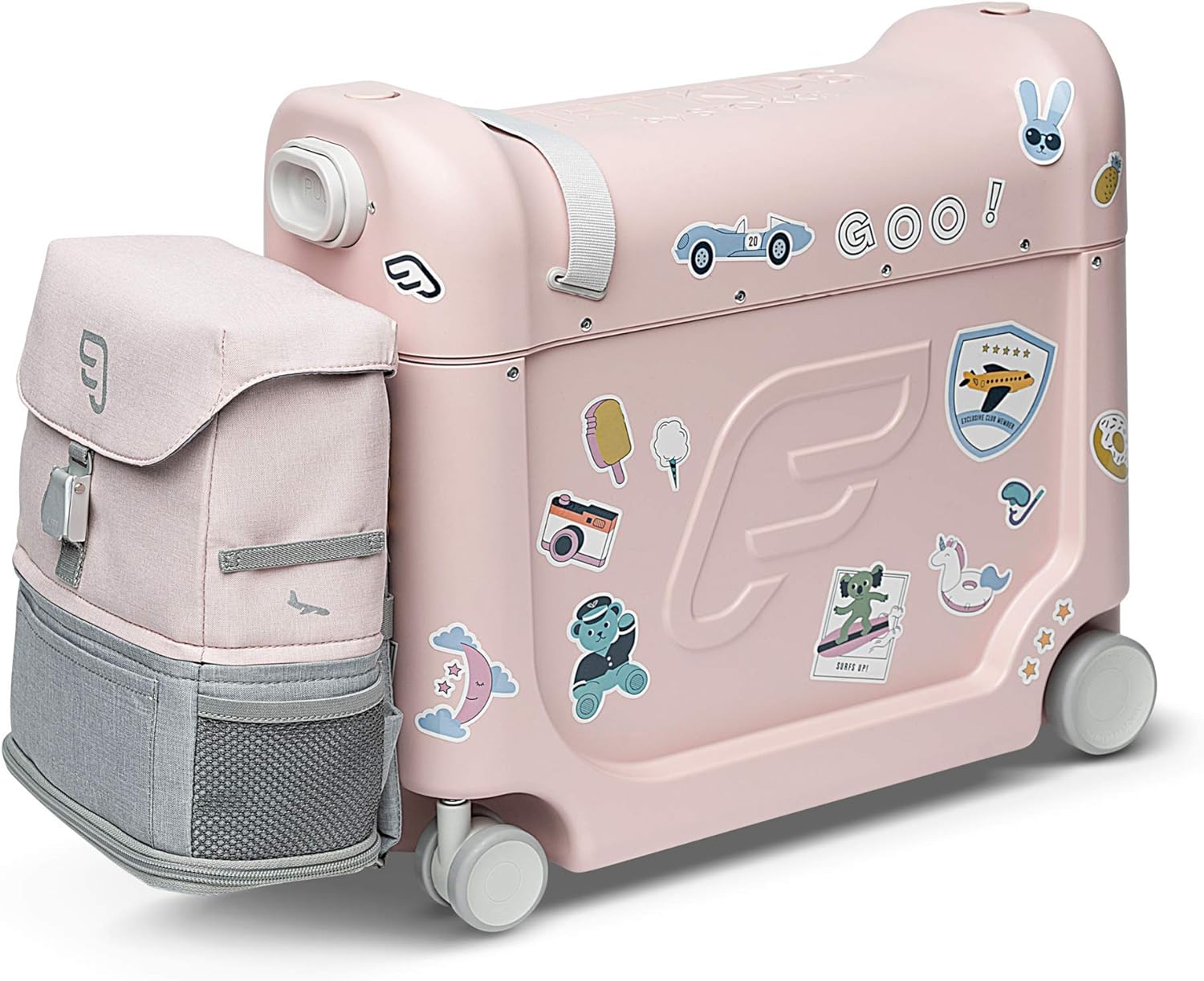 JetKids by Stokke Travel Bundle - Includes Kid��s Ride-On Suitcase & In-Flight Bed + Crew BackPack - Best for Ages 3-7