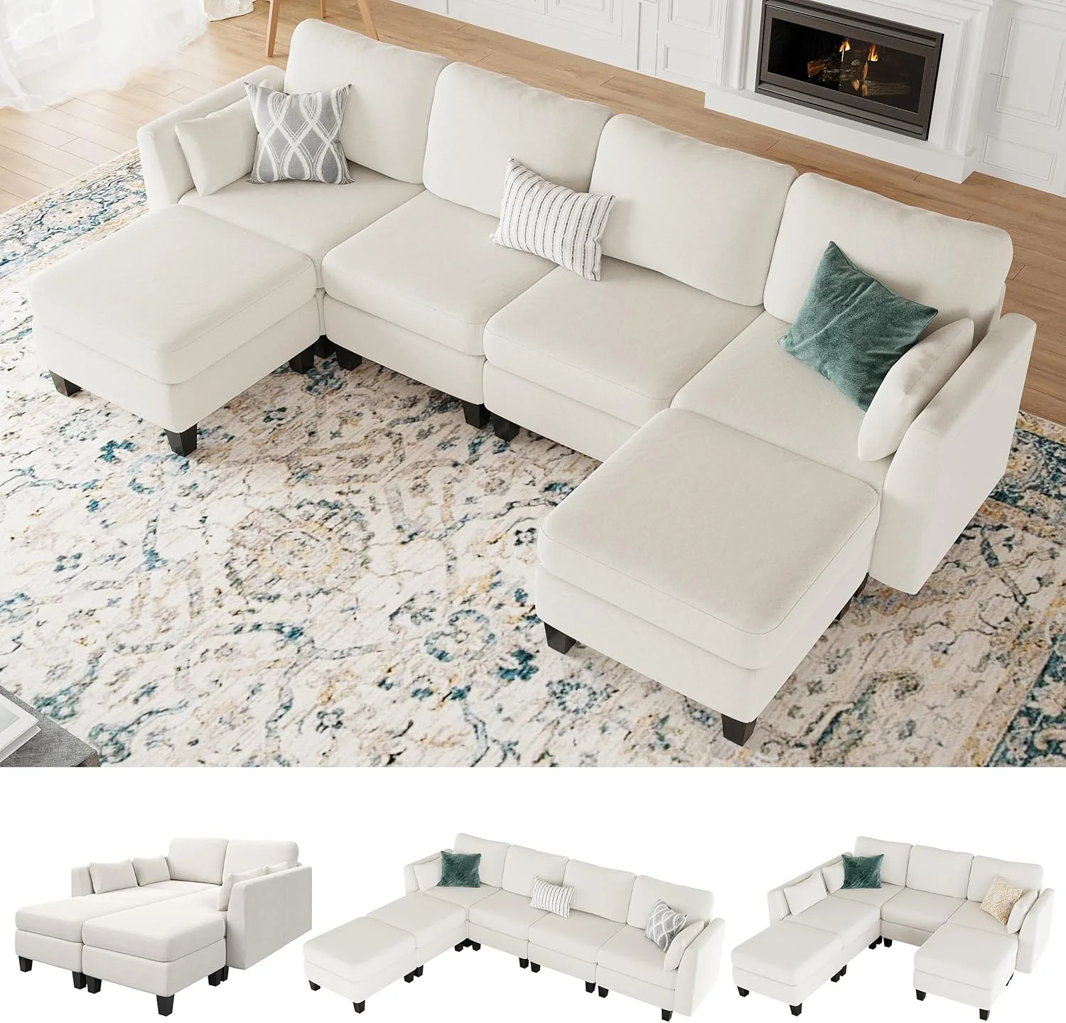 Modular Sectional Sofa, Convertible U Shaped Sofa Couch with High Density Memory Foam, 6 Seat Comfy Modular Sofa Couch for Living Room, Modern U Shaped Sectional Sofa, Dimgrey