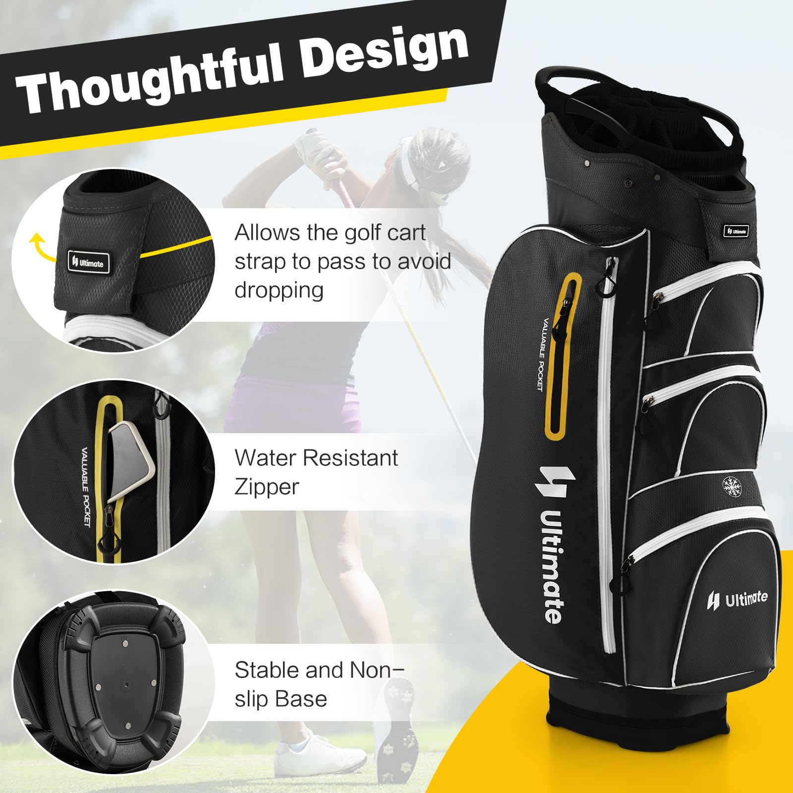 Golf Cart Bag with 15-Way Top Dividers