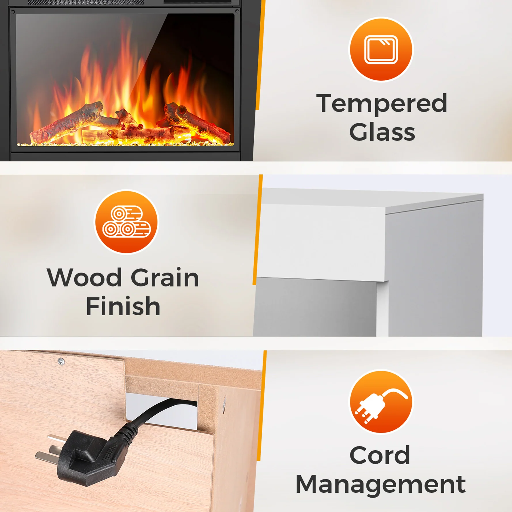 60'' Fireplace TV Stand Mantel Shelf Wooden Surround Fireplace Freestanding