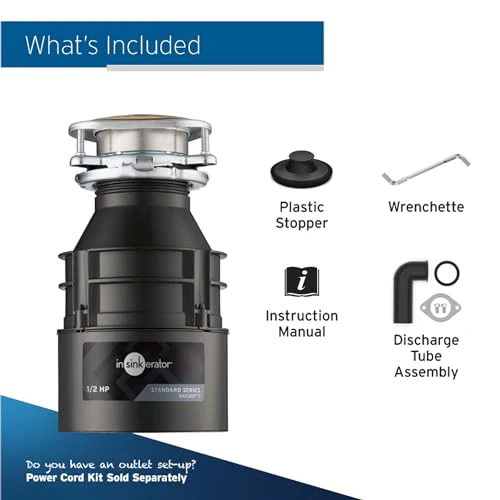 InSinkErator Badger 5 Garbage Disposal, Standard Series 1/2 HP Continuous Feed Food Waste Disposer