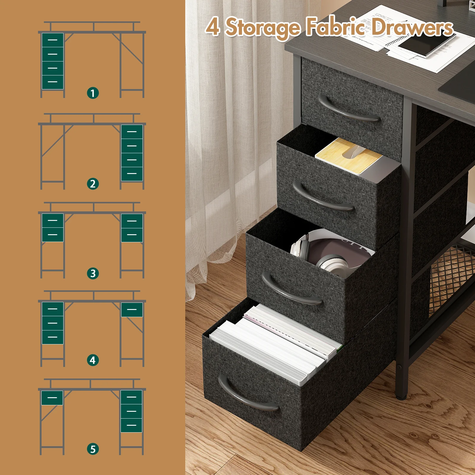 Gaming Desk with LED Lights with Monitor Stand 137cm