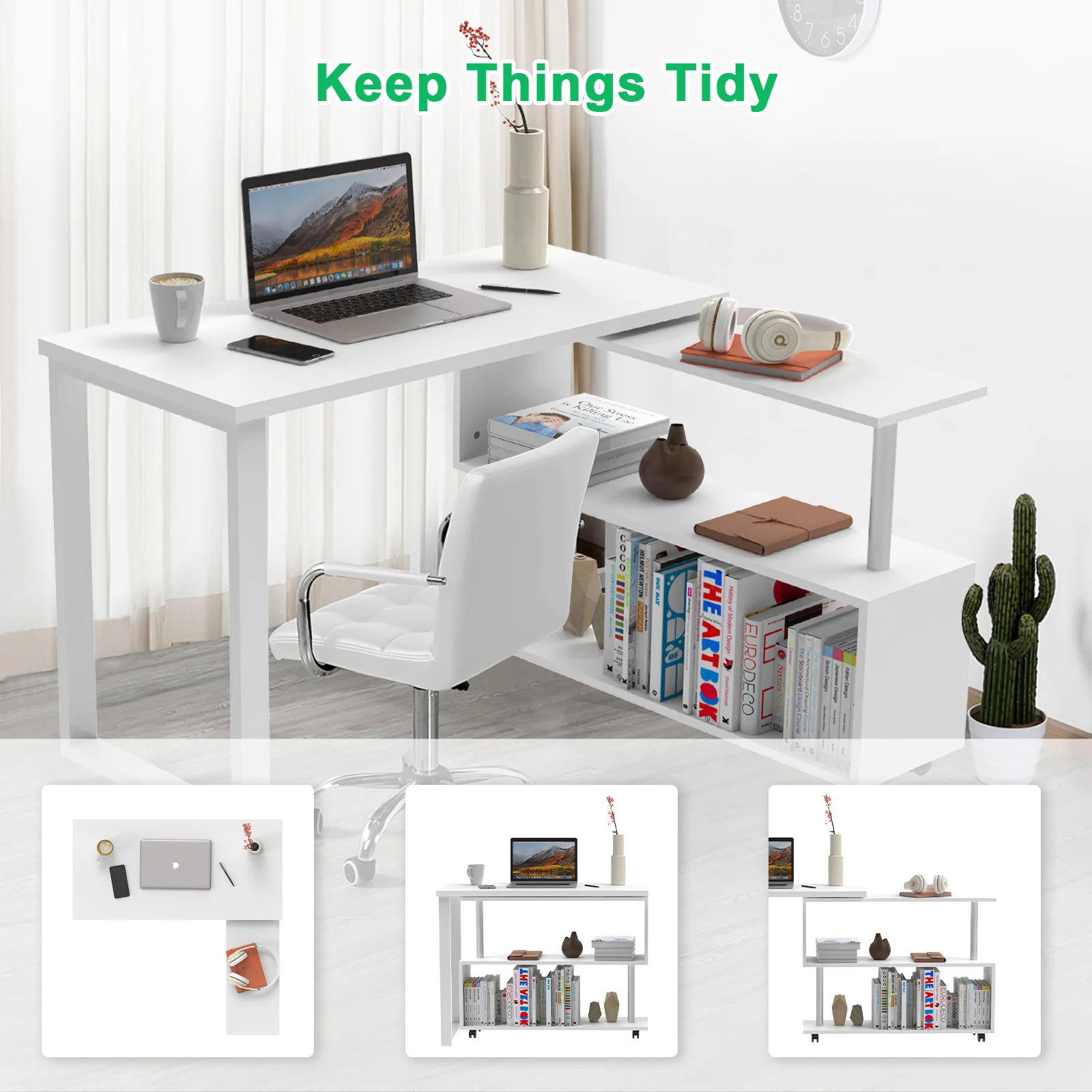 Office Desk Computer Desk Swivel L-shape