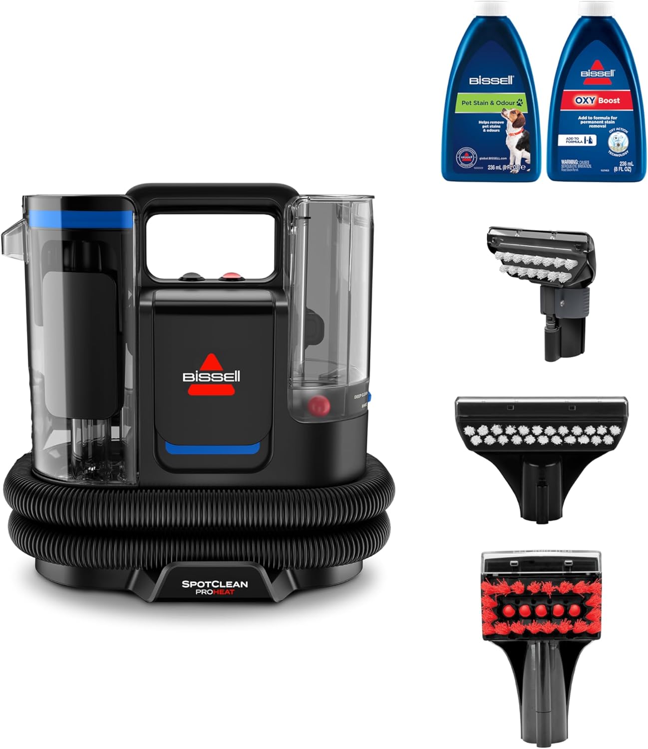 BISSELL SpotClean 36984 | Portable Carpet & Upholstery Spot Cleaner, Powerful 330w Motor, Specialised Formulas & Tools for Tough Stains, Pet Messes & Odour Removal