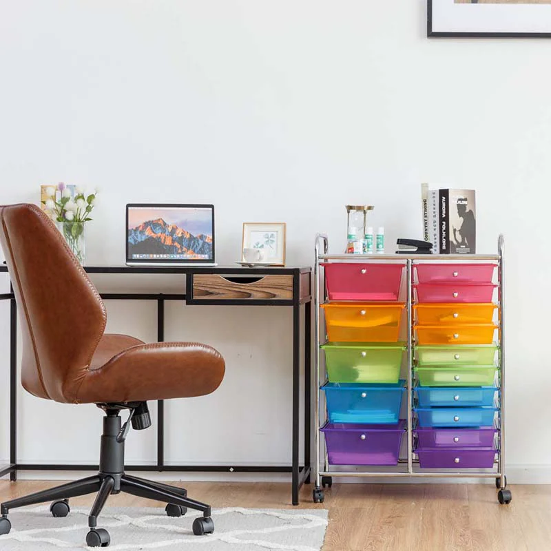 15-Drawer Storage Drawer Cart Tools Scrapbook Paper Organizer Cart Office School Utility Cart Rolling Storage Cart with Wheels