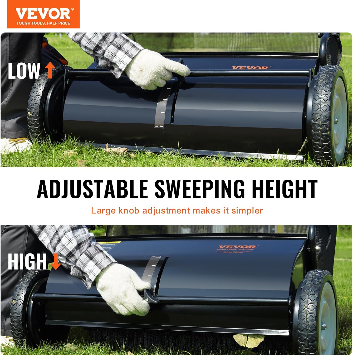 Heavy Duty Steel 26 Inch Collector Push Lawn Sweeper