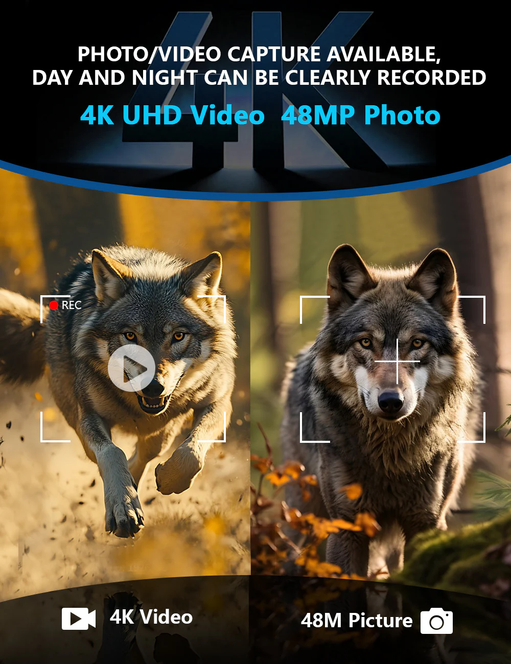 Green 4K Portable Digital Night Vision Binoculars - HD Photo & Video Infrared Scope