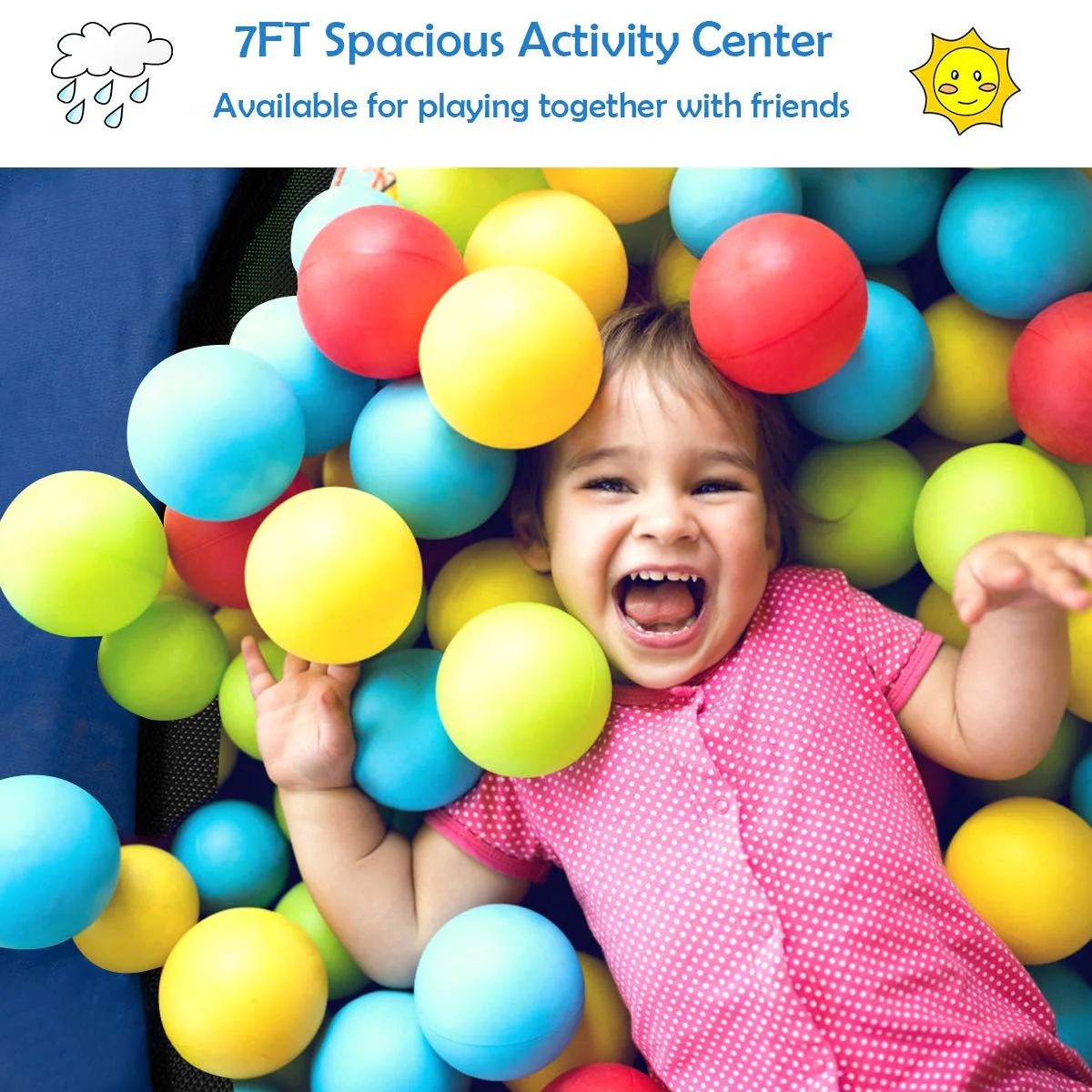 7FT Kids Trampoline with Safety Enclosure Net