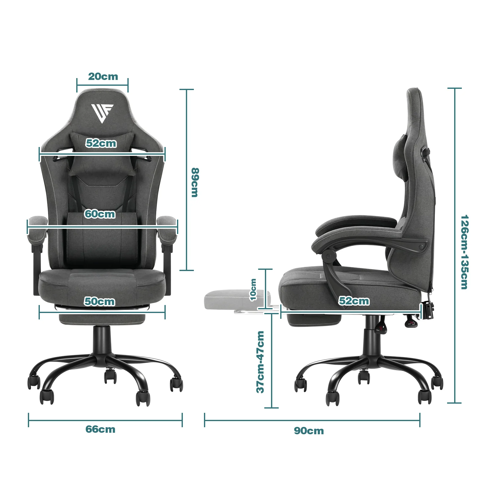 Gaming Chair with Footrest Linen Fabric