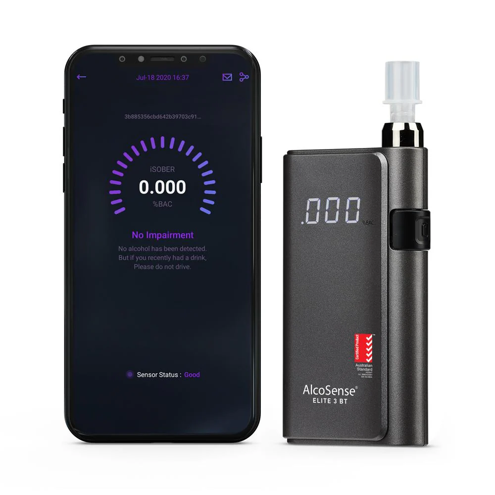 AlcoSense ? Elite 3 BT Personal Breathalyser With Bluetooth Mobile App AS3547 Certified