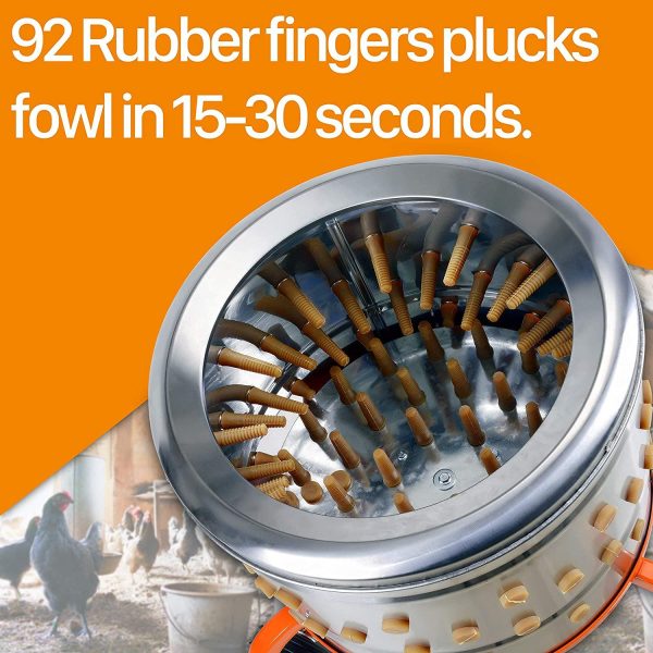 SuperHandy Electric Chicken Plucker, 1HP 280RPM, Stainless Steel, 92 Fingers, 20��� Drum, Heavy Duty Poultry De-Feathering Machine